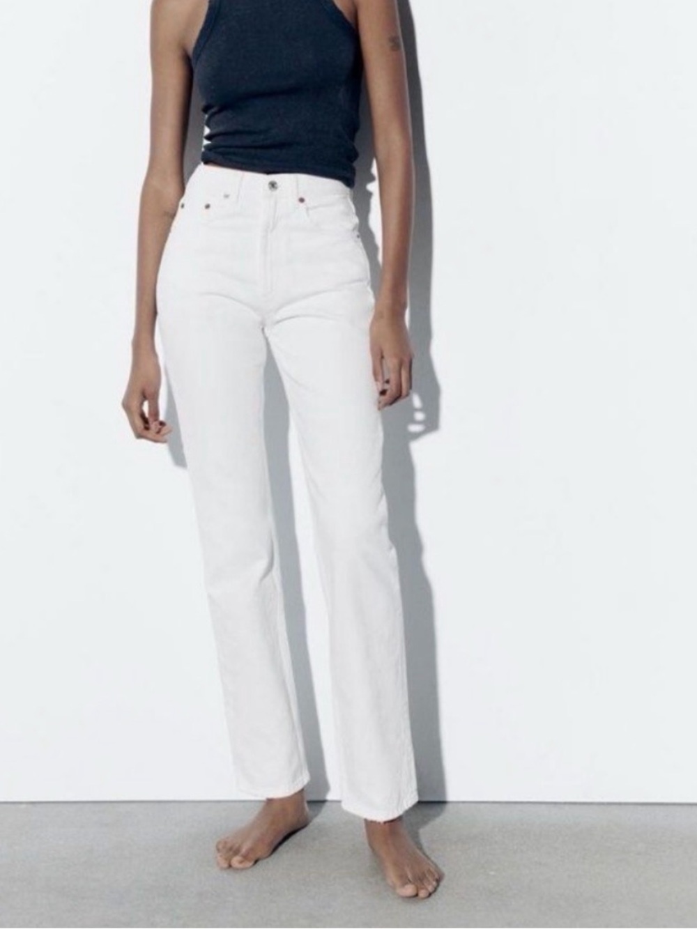 Zara High-Rise Straight White Women’s Jeans